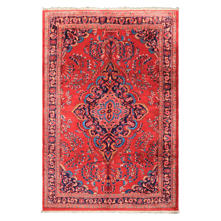 7x10 Red, Navy, Pink Color Hand Knotted Lilihan Wool Traditional Oriental Rug