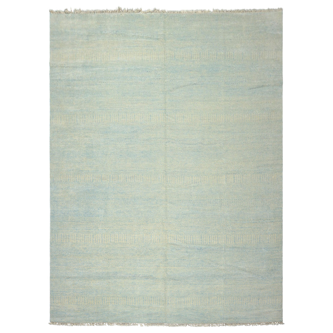 9x12 Ivory, Aqua, Color Hand Knotted Tibetan Wool &amp; Silk Modern &amp; Contemporary Oriental Rug