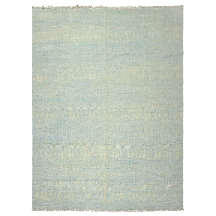 9x12 Ivory, Aqua, Color Hand Knotted Tibetan Wool &amp; Silk Modern &amp; Contemporary Oriental Rug