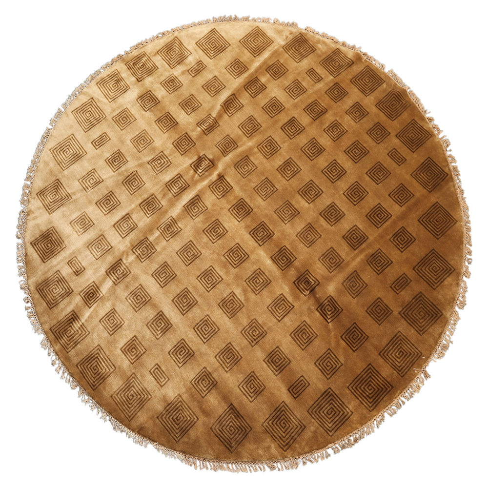 8' Round Tan, Brown, Color Hand Knotted Tibetan New Zealand Wool Modern & Contemporary Oriental Rug