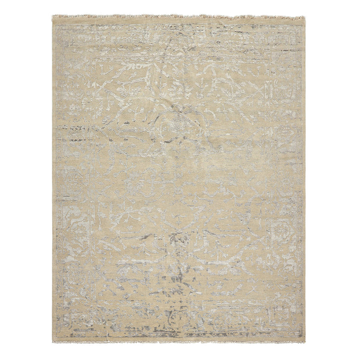 8x10 Beige, Gray, Color Hand Knotted Oushak Wool &amp; Bamboo Silk Modern &amp; Contemporary Oriental Rug