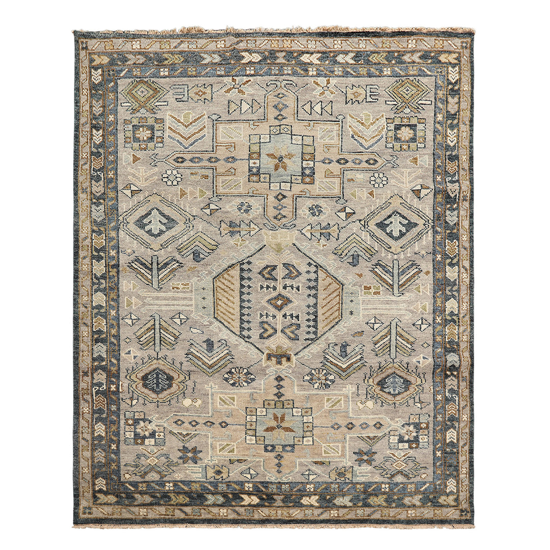 8x10 Taupe, Beige, Blue Color Hand Knotted Oushak Wool Modern &amp; Contemporary Oriental Rug