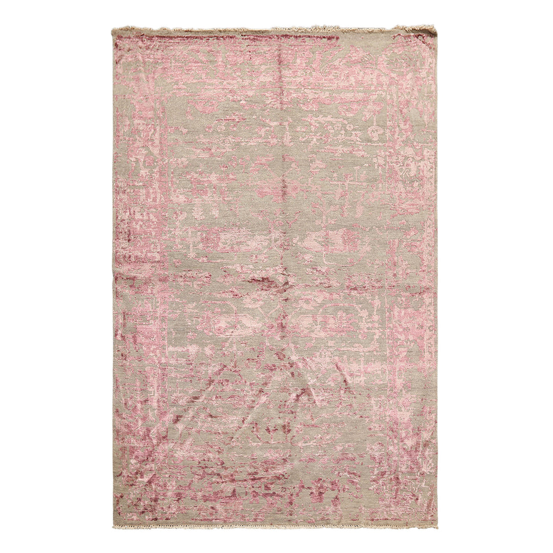 6x9 Moss, Pink, Color Hand Knotted Oushak Wool Modern &amp; Contemporary Oriental Rug