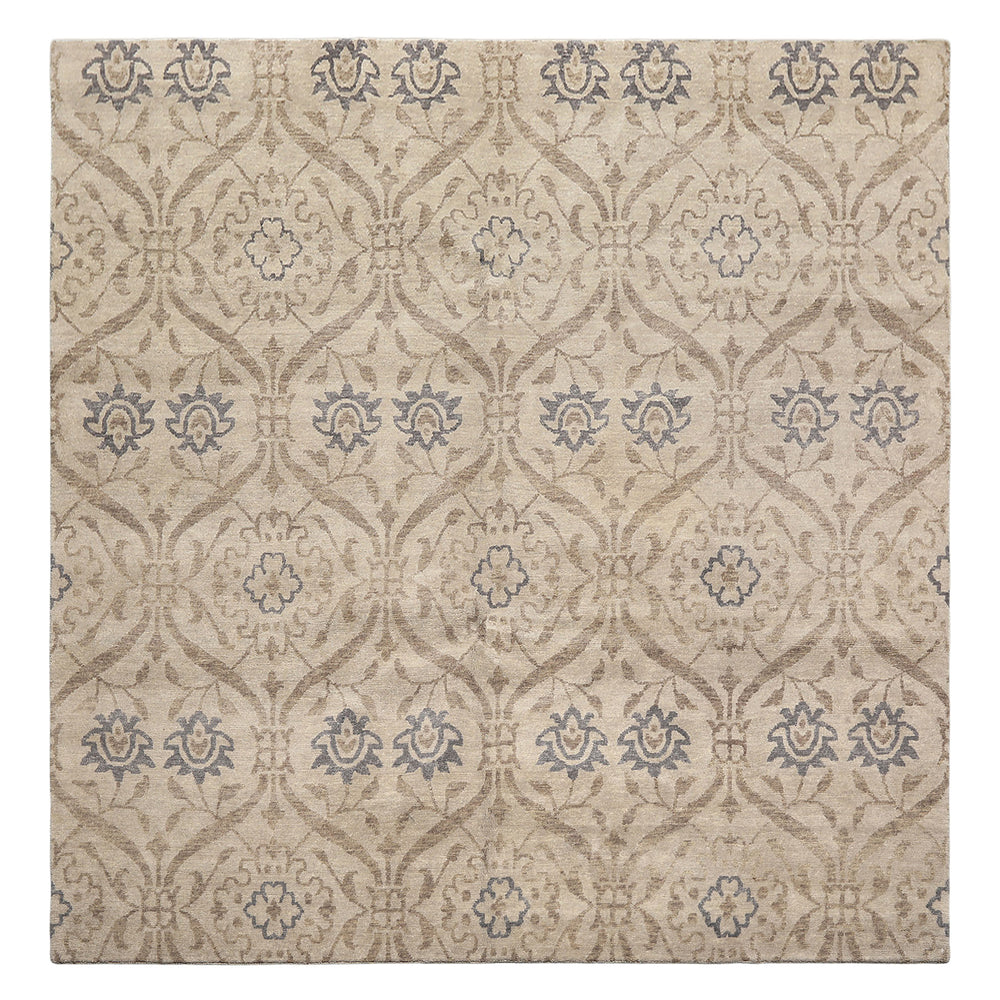 8' Square Gray, Slate, Taupe Color Hand Knotted Tibetan Wool Transitional Oriental Rug