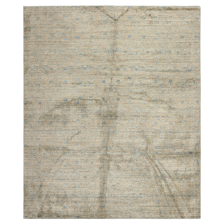 8x10 Beige, Gray, Aqua Color Hand Loomed Oushak Wool &amp; Bamboo Silk Transitional Oriental Rug