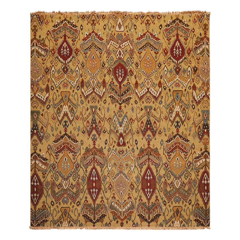 8x10 Light Gold, Rust, Sage Color Hand Knotted Soumak Wool Traditional Oriental Rug