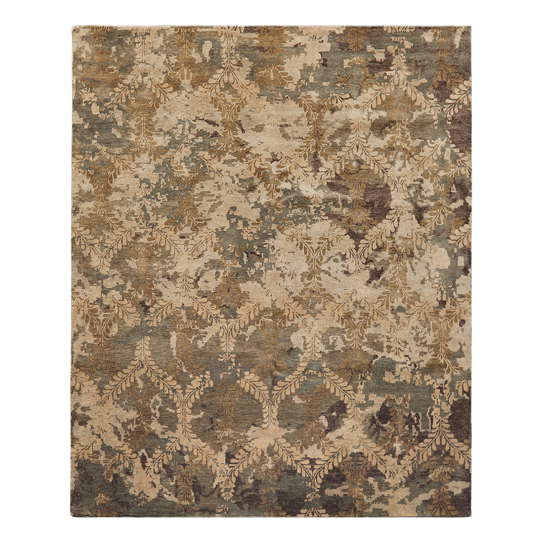8x10 Beige, Gray, Tan Color Hand Knotted Tibetan Wool Transitional Oriental Rug