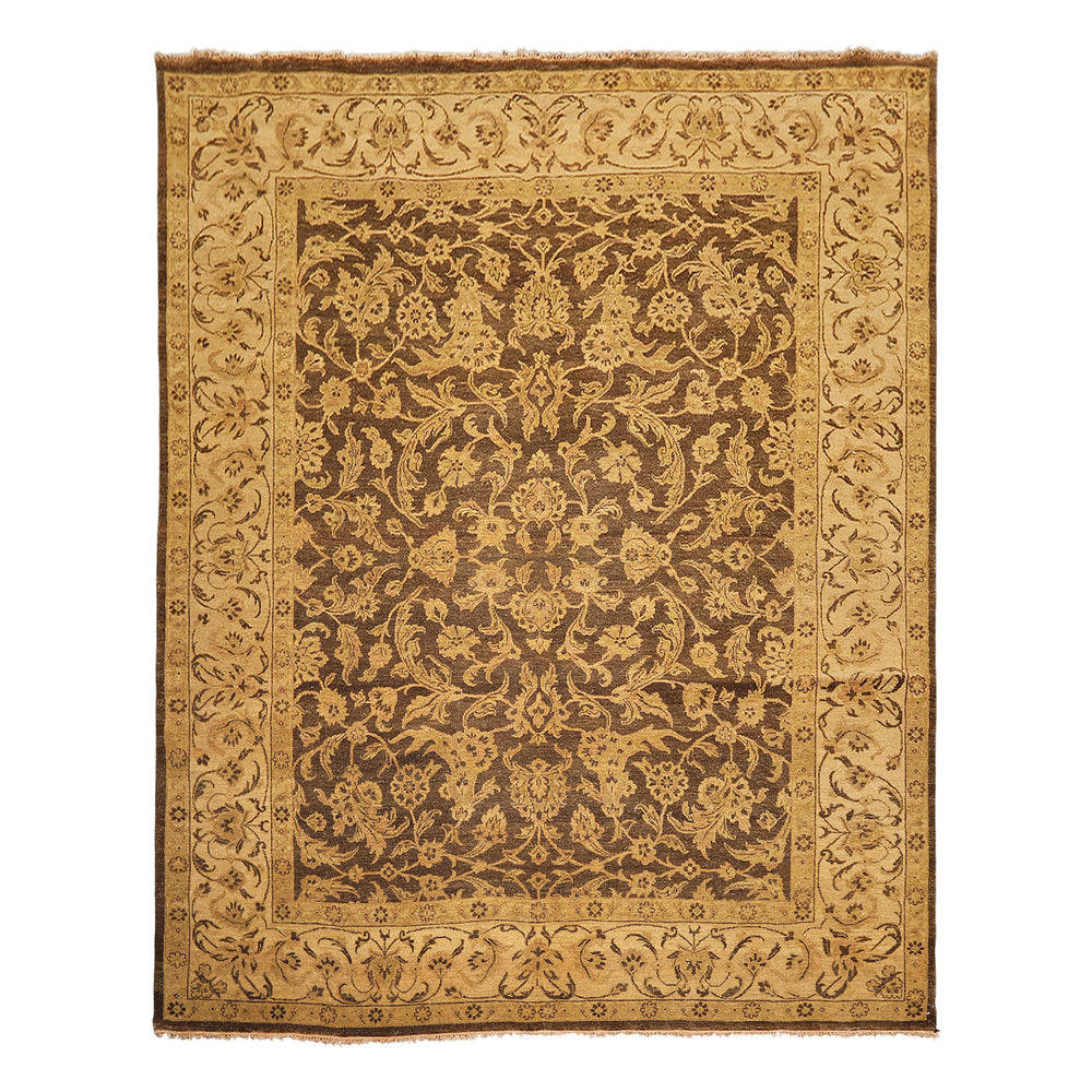 8x10 Brown, Beige, Gold Color Hand Knotted Oushak Wool Traditional Oriental Rug
