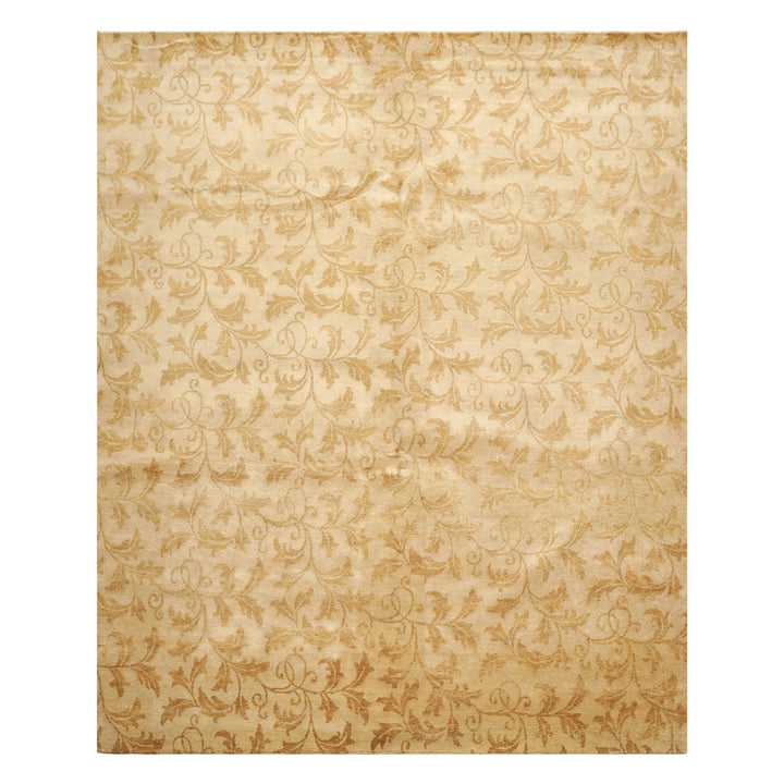 8x10 Beige, Gold, Muted Earth Tones Color Hand Knotted Tibetan Wool Transitional Oriental Rug