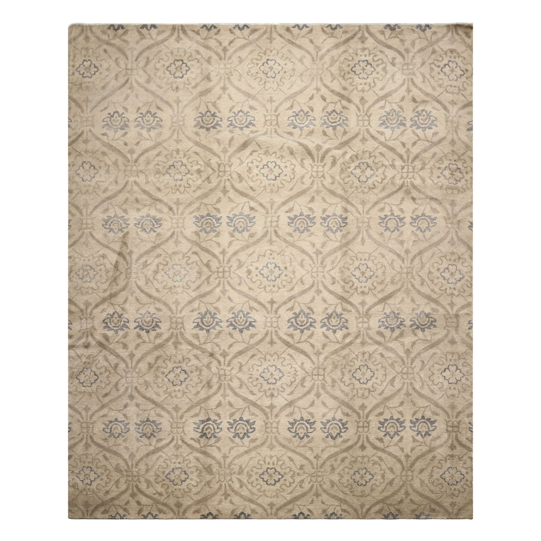 9x12 Gray, Taupe, Slate Color Hand Knotted Tibetan Wool Transitional Oriental Rug