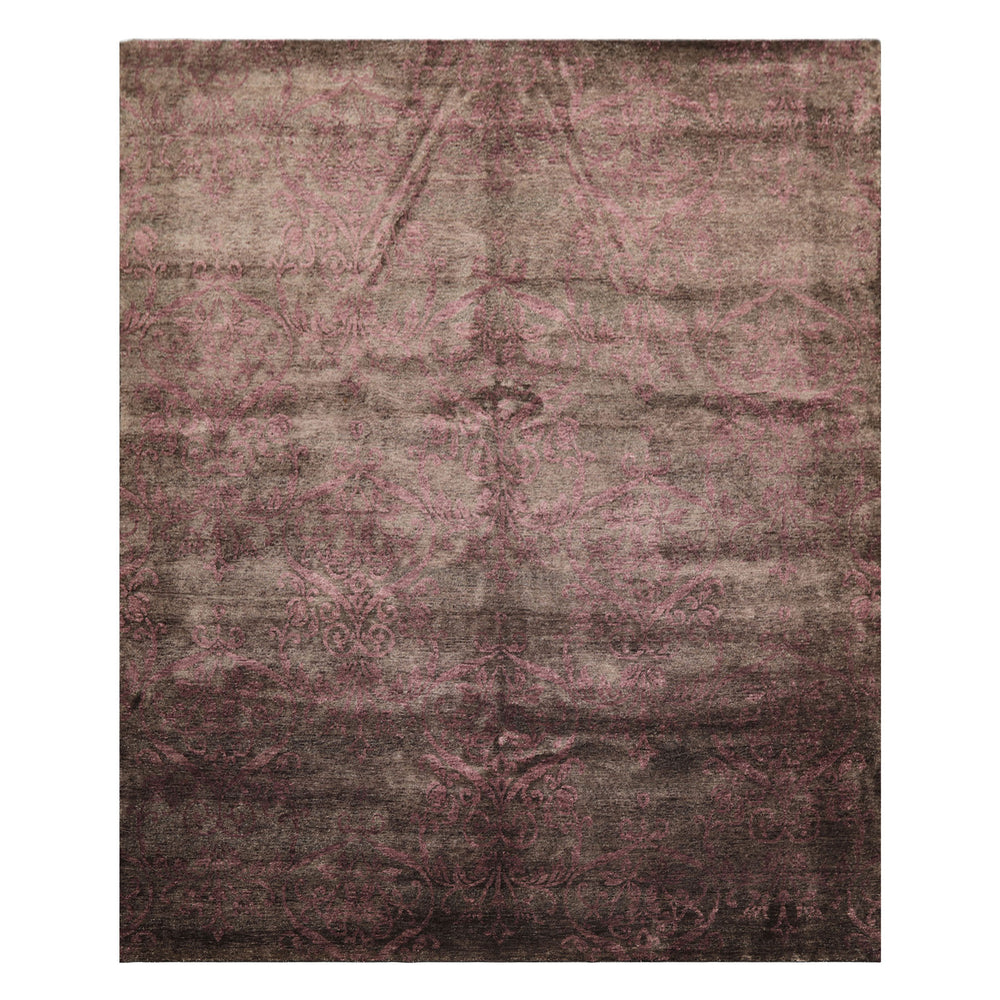 8x10 Greenish, Gray, Aubergine Color Hand Knotted Tibetan Wool Transitional Oriental Rug