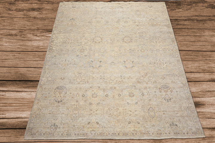 8x10 Beige, Gray, Taupe Color Hand Knotted  Wool Transitional Oriental Rug