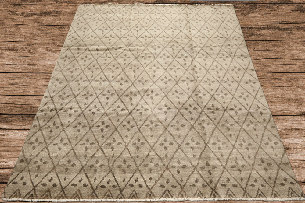 8x10 Moss, Gray, Color Hand Knotted Oushak Wool Transitional Oriental Rug