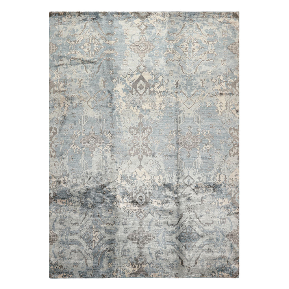 8x10 Slate, Blue, Gray Color Hand Knotted Sherpa Bamboo Silk Modern & Contemporary Oriental Rug
