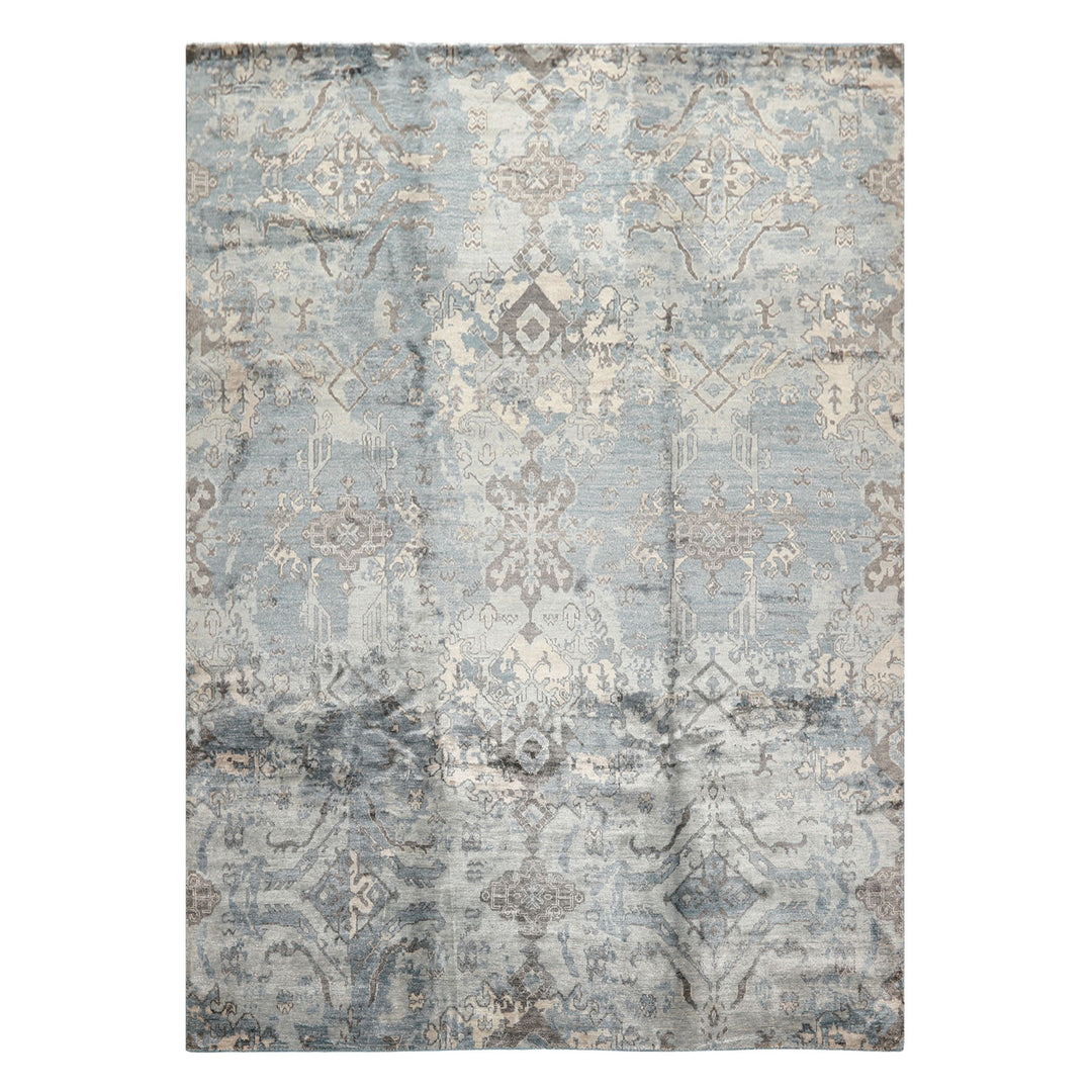 8x10 Slate, Blue, Gray Color Hand Knotted Sherpa Bamboo Silk Modern &amp; Contemporary Oriental Rug