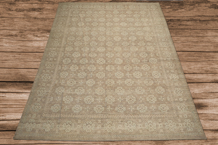 9x12 Tan, Taupe, Beige Color Hand Knotted Oushak wool Transitional Oriental Rug