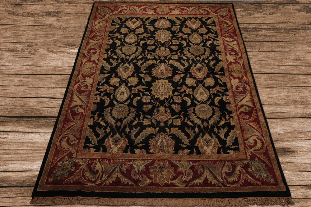 9x12 Charcoal, Rose, Sage Color Hand Knotted Agra wool Traditional Oriental Rug
