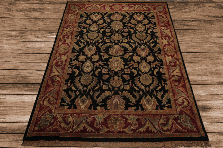 9x12 Charcoal, Rose, Sage Color Hand Knotted Agra wool Traditional Oriental Rug