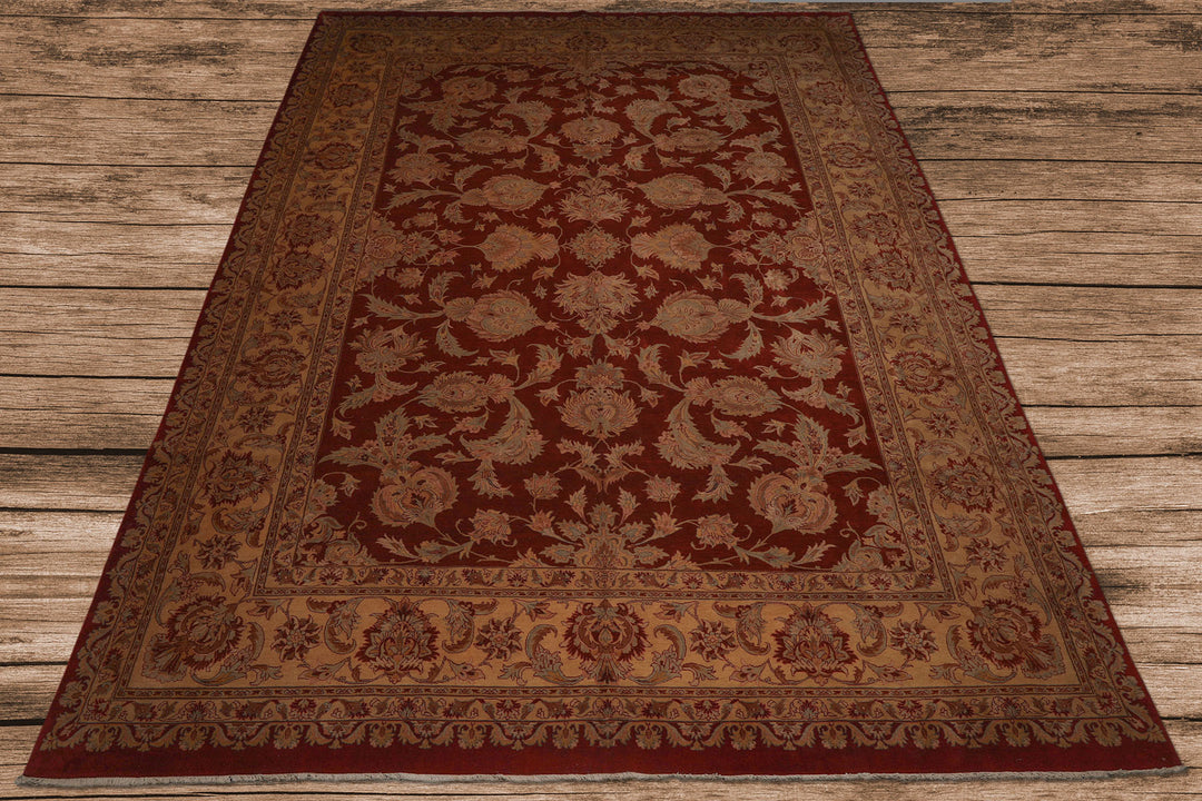 11x16 Burnt Orange, Light Gold, Mint Color Hand Knotted Tabriz wool Traditional Oriental Rug