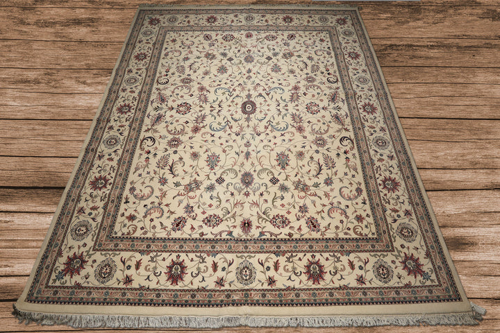 12x15 Ivory, Rose, Sage Color Hand Knotted Kashan wool Traditional Oriental Rug