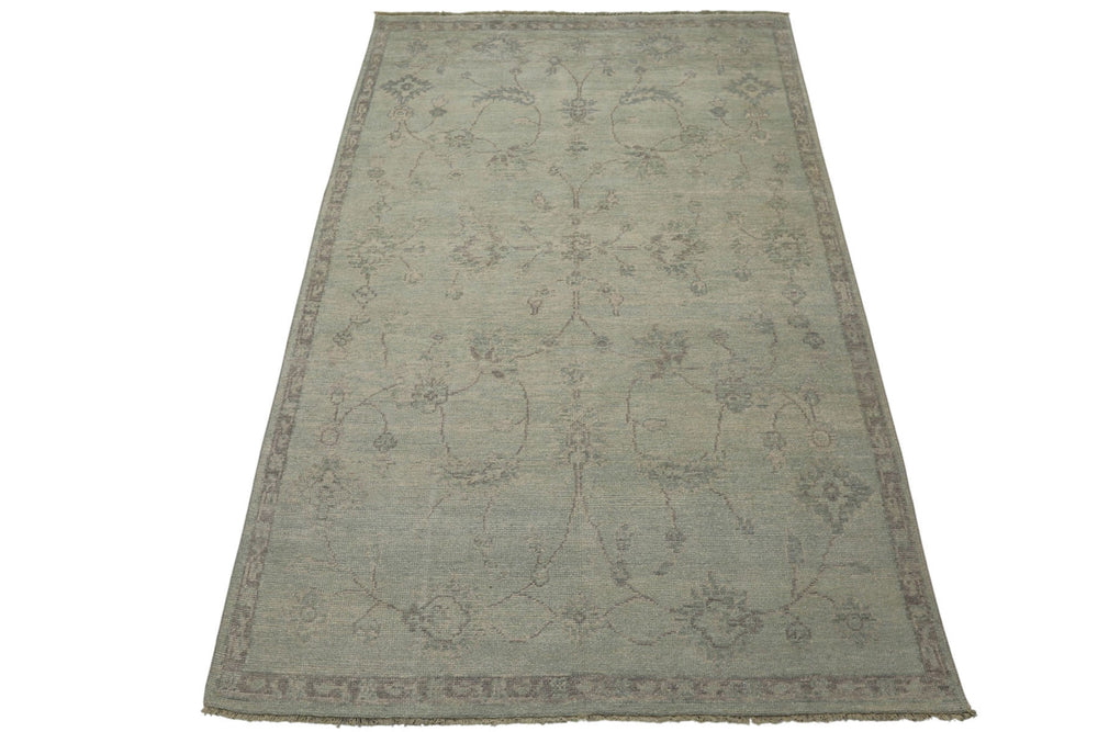 6x9 Seafoam, Taupe, Gray Color Hand Knotted Oushak Wool Transitional Oriental Rug