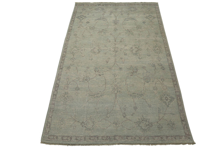 6x9 Seafoam, Taupe, Gray Color Hand Knotted Oushak Wool Transitional Oriental Rug