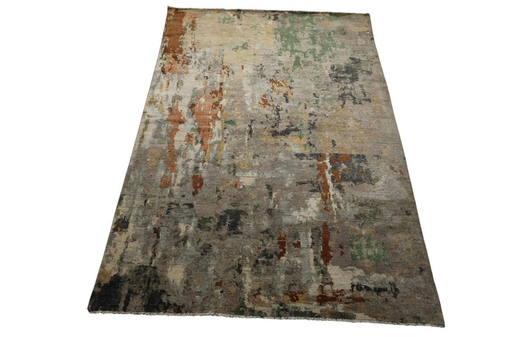 6x9 Gray, Taupe, Brown Color Hand Knotted Sherpa Wool Modern Oriental Rug