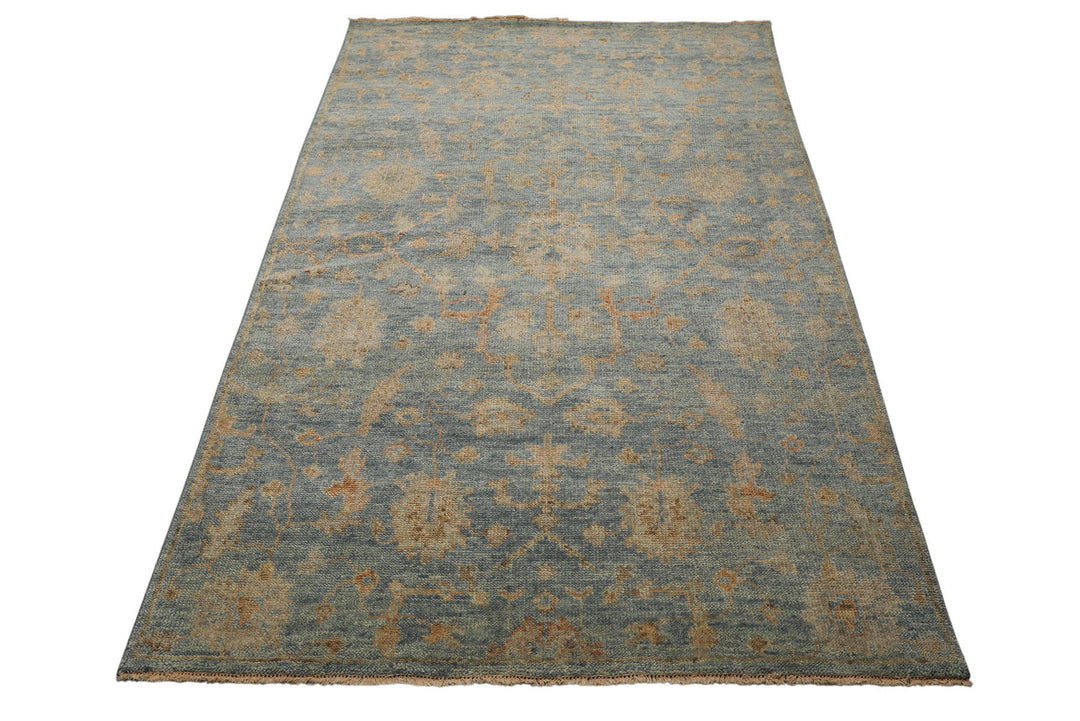 6x9 Aqua, Beige, Tan Color Hand Knotted Oushak Wool Traditional Oriental Rug