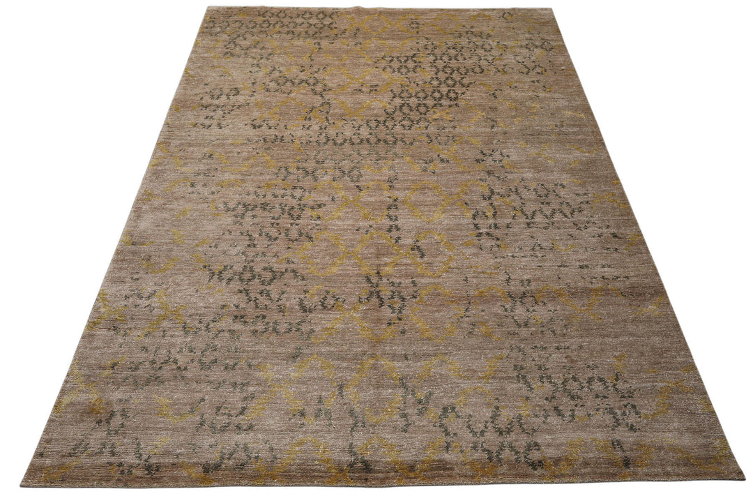 8x10 Taupe, Gray, Gold Color Hand Knotted Sherpa Bamboo Silk Modern Oriental Rug