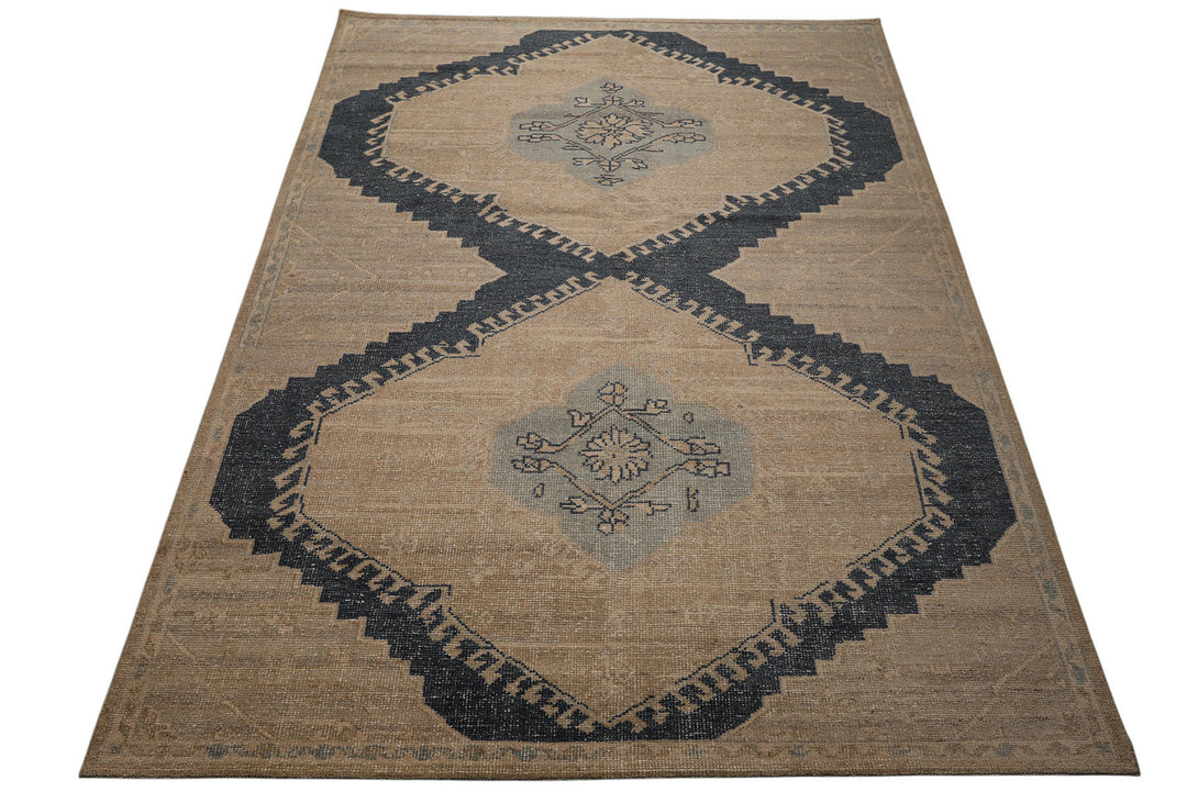8x10 Beige, Taupe, Brown Color Hand Knotted Oushak Wool Traditional Oriental Rug