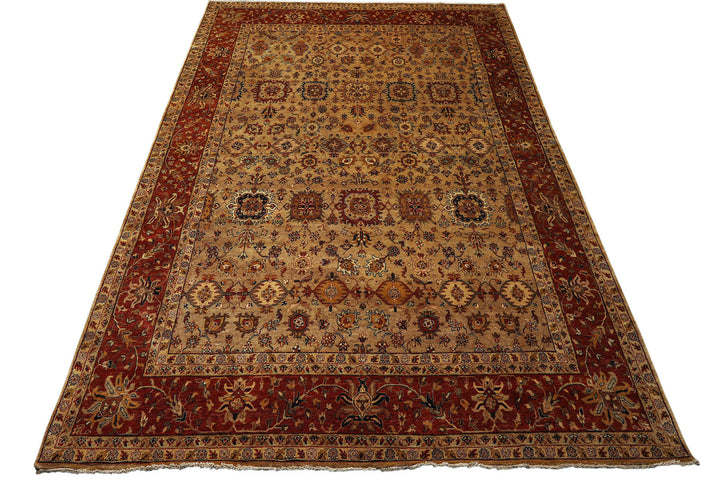 9x12 Brown, Rust, Beige Color Hand Knotted Agra Wool Traditional Oriental Rug