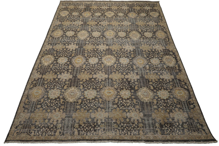 9x12 Gray, Beige, Tan Color Hand Knotted  Wool Transitional Oriental Rug
