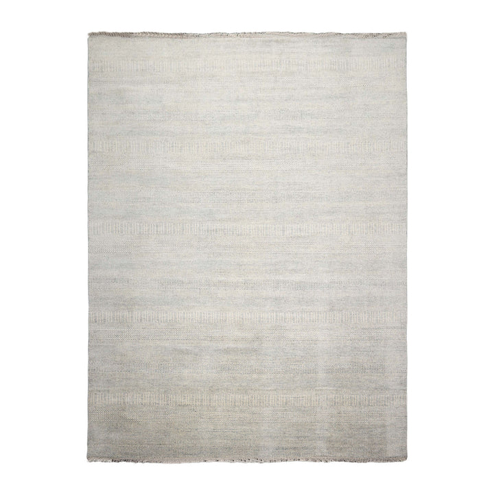 Celeste Rugs Multi Sizes Hand Knotted Oriental Area Rug Grass Wool & Silk Ivory & Slate Modern Contemporary Design
