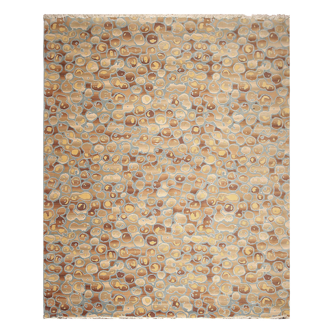 9x12 Aqua, Tan, Brown Color Hand Knotted Full Pile Oriental Wool &amp; Bamboo Silk Contemporary Oriental Rug