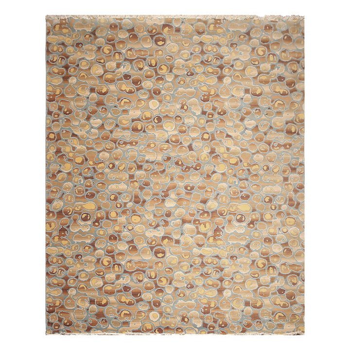 9x12 Aqua, Tan, Brown Color Hand Knotted Full Pile Oriental Wool &amp; Bamboo Silk Contemporary Oriental Rug
