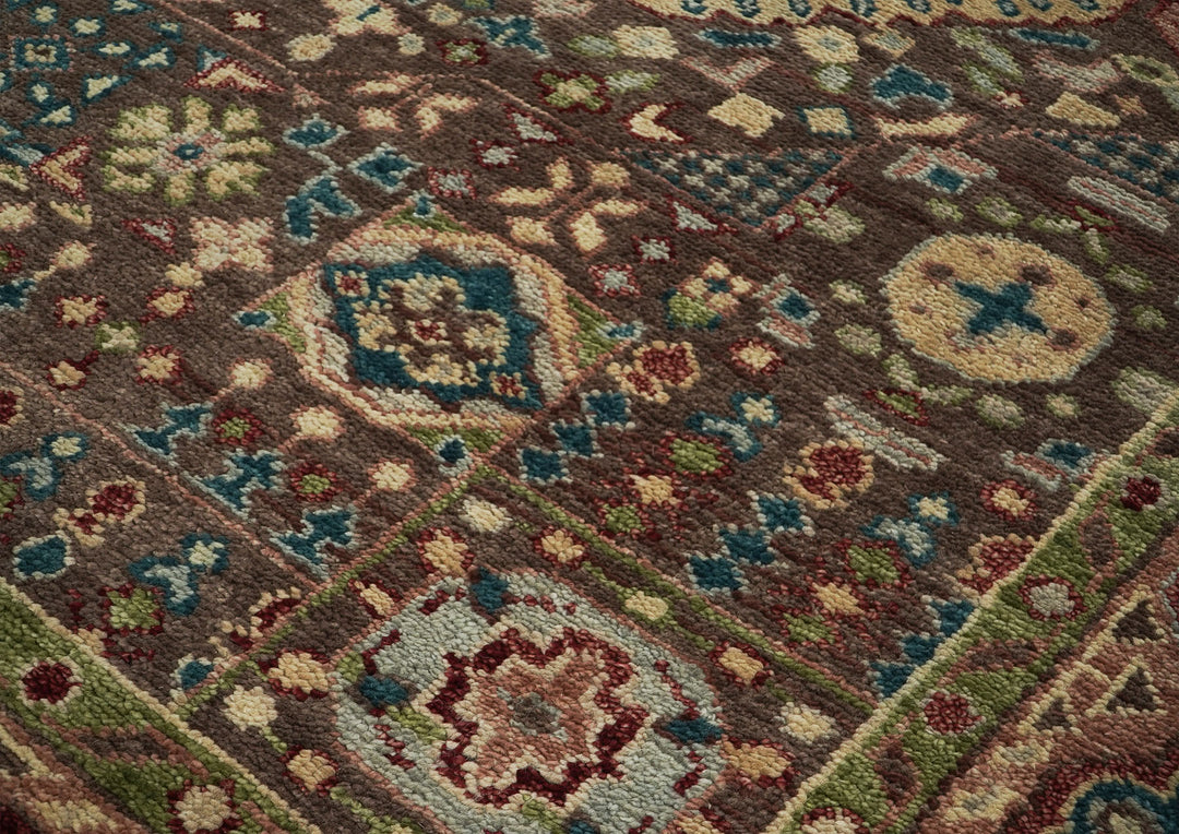 10x14 Brown, Rose, Teal Color Hand Knotted Oushak Wool Traditional Oriental Rug