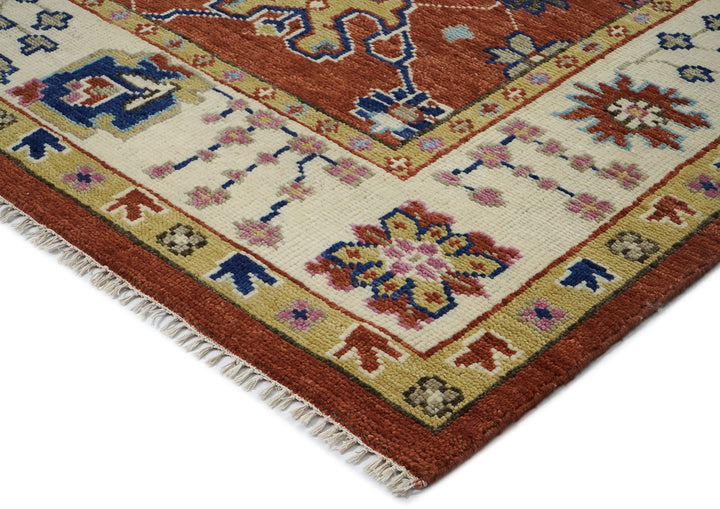 9x12 Burnt Orange, Beige, Tan Color Hand Knotted Oushak Wool  Oriental Rug