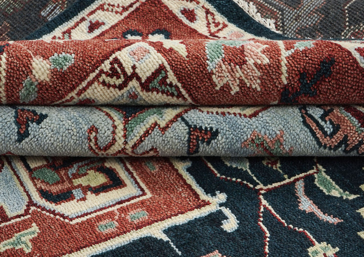 9x12 Blue, Slate, Burnt Orange Color Hand Knotted Oushak Wool  Oriental Rug