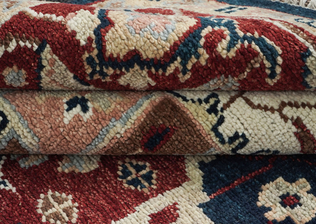 9x12 Blue, Rust, Ivory Color Hand Knotted Oushak Wool  Oriental Rug