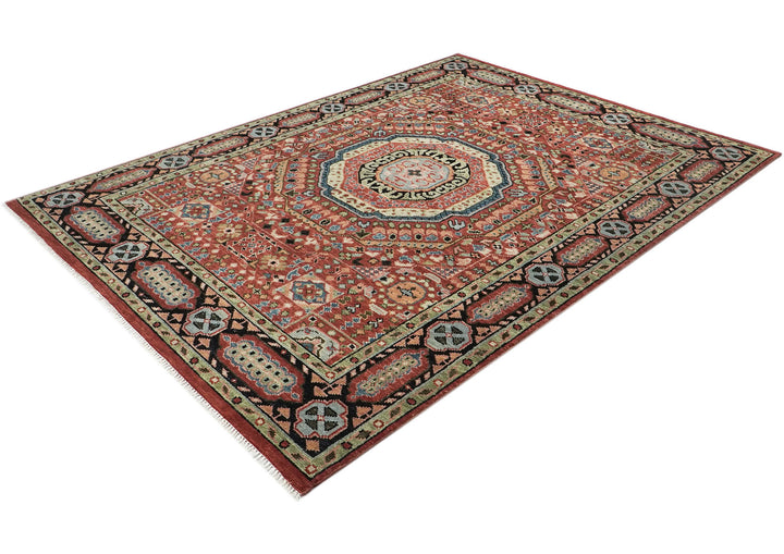 9x12 Burnt Orange, Lime, Beige Color Hand Knotted Oushak Wool Traditional Oriental Rug
