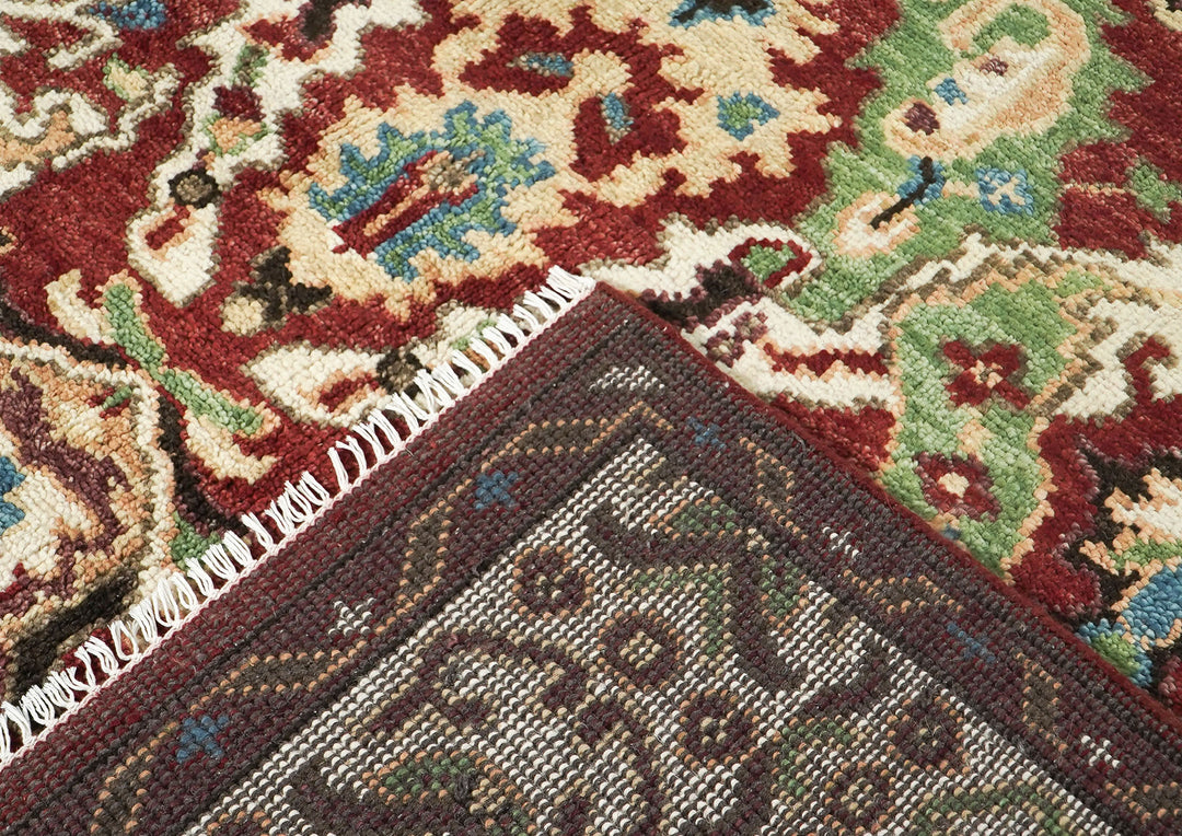 9x12 Rust, Lime, Ivory Color Hand Knotted Oushak Wool  Oriental Rug