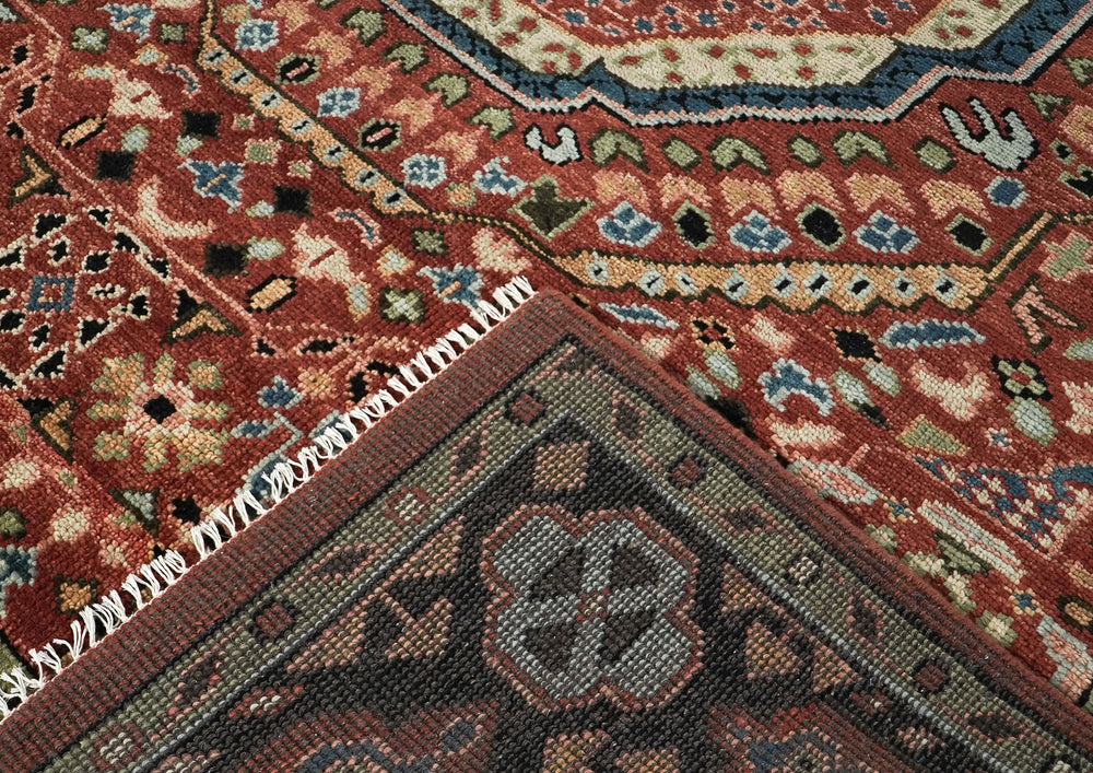 9x12 Rust, Sage, Beige Color Hand Knotted Oushak Wool Traditional Oriental Rug