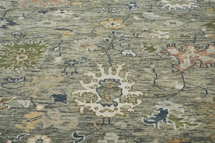 9x12 Mint, Beige, Gold Color Hand Knotted Oushak Wool Arts and Crafts Oriental Rug