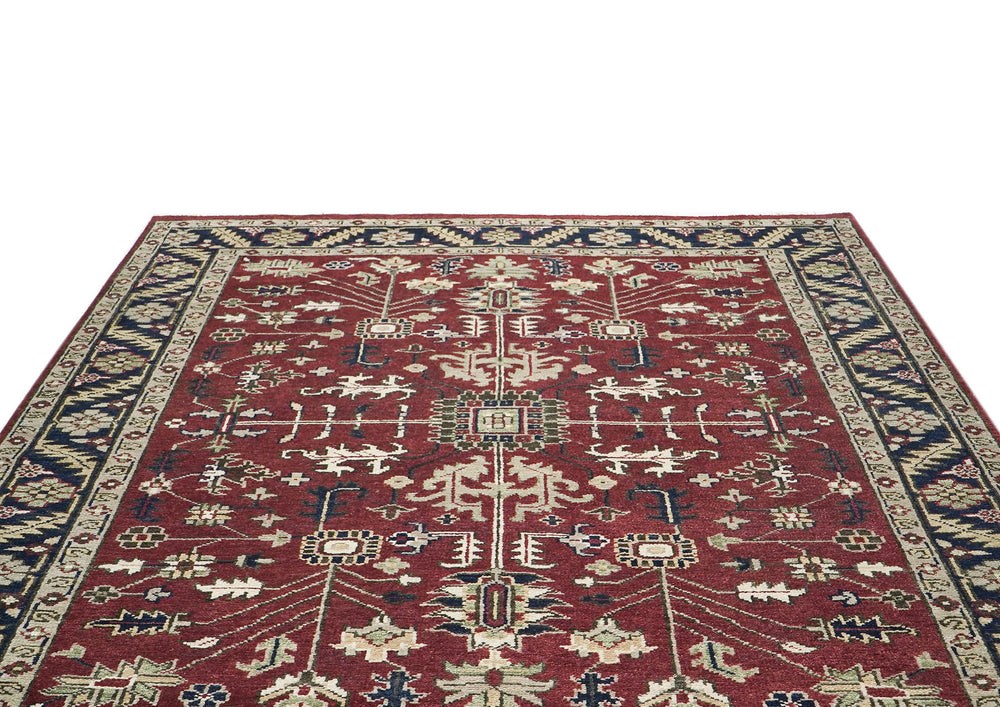 9x12 Rust, Navy, Beige Color Hand Knotted Oushak Wool Traditional Oriental Rug