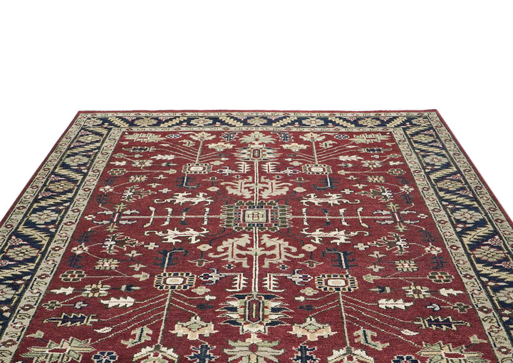 9x12 Rust, Navy, Beige Color Hand Knotted Oushak Wool Traditional Oriental Rug