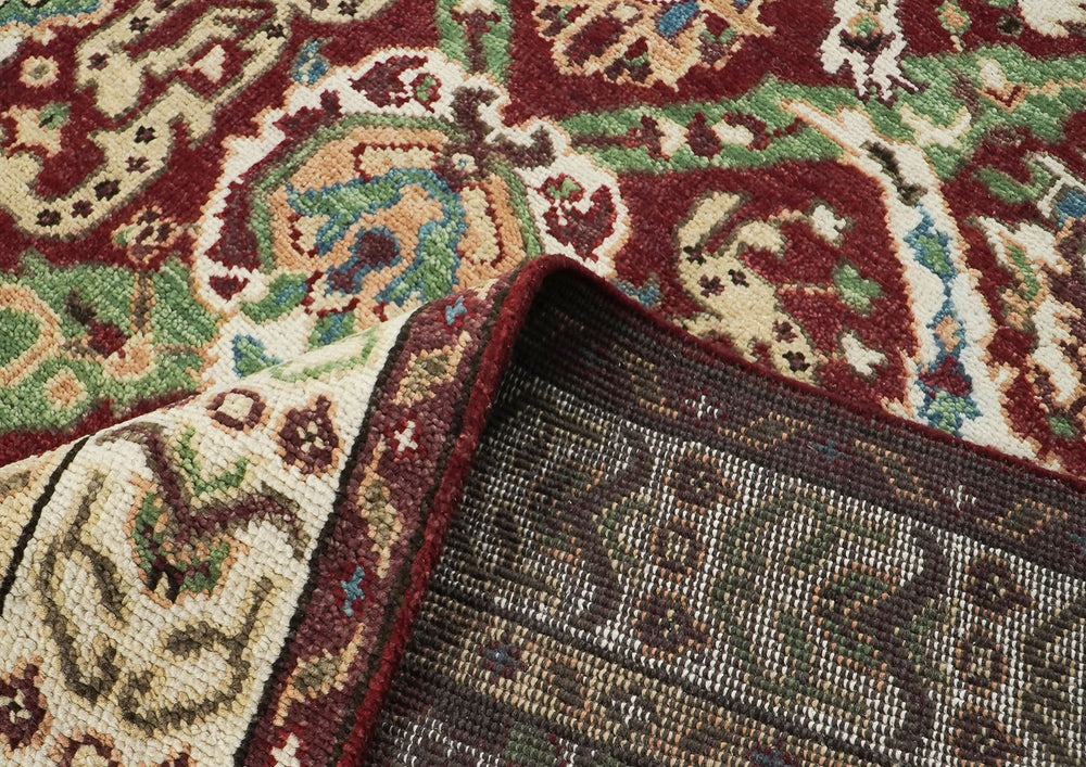 9x12 Rust, Lime, Ivory Color Hand Knotted Oushak Wool Transitional Oriental Rug