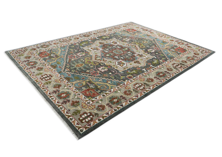 10x14 Gray, Ivory, Brown Color Hand Knotted Oushak Wool  Oriental Rug