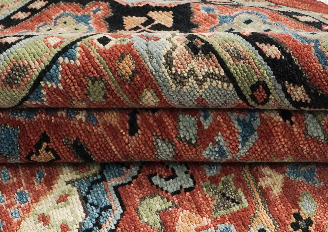 9x12 Rust, Sage, Blue Color Hand Knotted Oushak Wool Traditional Oriental Rug