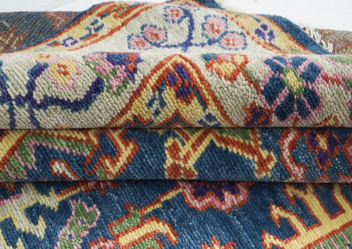 8x10 Navy, Gray, Biege Color Hand Knotted Oushak Wool  Oriental Rug