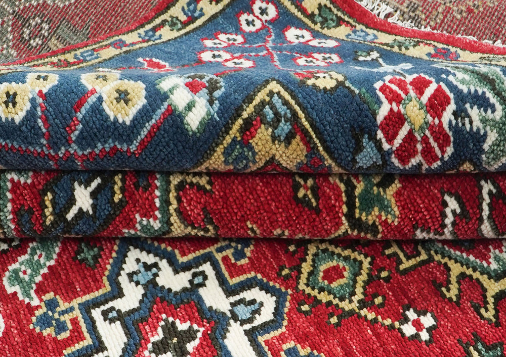 8x10 Red, Navy, Gold Color Hand Knotted Oushak Wool  Oriental Rug